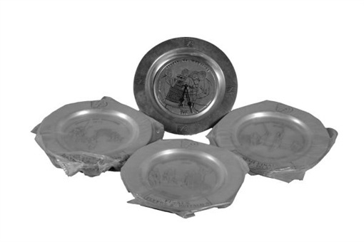 Dave Schultzs Philadelphia Flyers 1974-75 Stanley Cup Championship Pewter Plates (Set of 4)